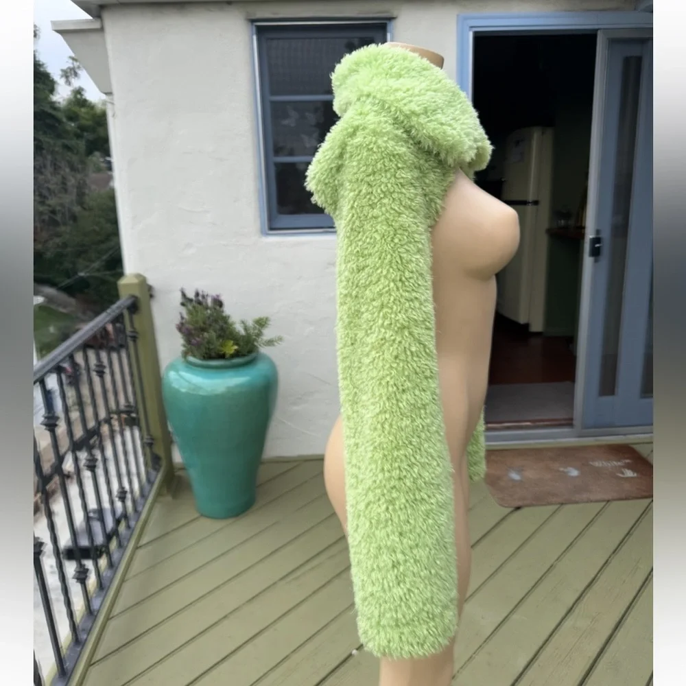 Lime Green Cropped Teddy Jacket with Collar size S/M - Picture 6 of 8